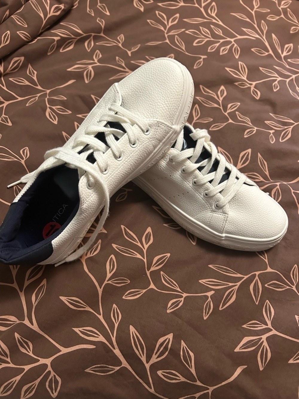 Nautica White Low-Top Sneakers with Navy Lining